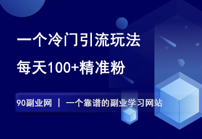 一个冷门引流玩法，每天100+精准粉，附多种变现模式。-90副业资源网