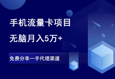 手机流量卡推广项目，新手月入5万+，附一手代理渠道。-90副业资源网